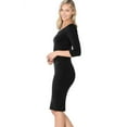 thumbnail image 7 of Womens 3/4 Quarter Sleeve Bodycon Fitted Knee Length Midi Dress, 7 of 7