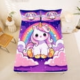 thumbnail image 5 of Manfei Sweet Unicorn Bed Sheets,Rainbow Print Full Size Sheets,Pink,4-Piece,1 Flat Sheet, 1 Fitted Sheet and 2 Pillowcases, 5 of 6