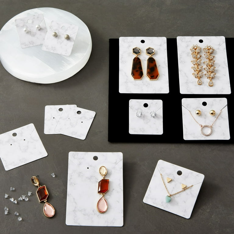800 Pcs Earring Cards for Selling Marble Surface Earring Necklace Holder  Cards for Retail Store Home 