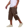 thumbnail image 5 of Long Shorts for Men Below Knee Elastic Wasit Cargo Short Pants Lightweight 3/4 Running Hiking Shorts with Pockets,Coffee,M, 5 of 6
