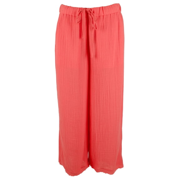 Women's Organic Cotton Gauze Wide Leg Cropped Pants X-Small