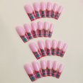 thumbnail image 2 of Fofosbeauty Christmas 24pcs Press on Nails, Square Tip Nails, Christmas Fake Nails, Full Cover Acrylic Nails for Girls Kids, Square French Christmas Pink, 2 of 9