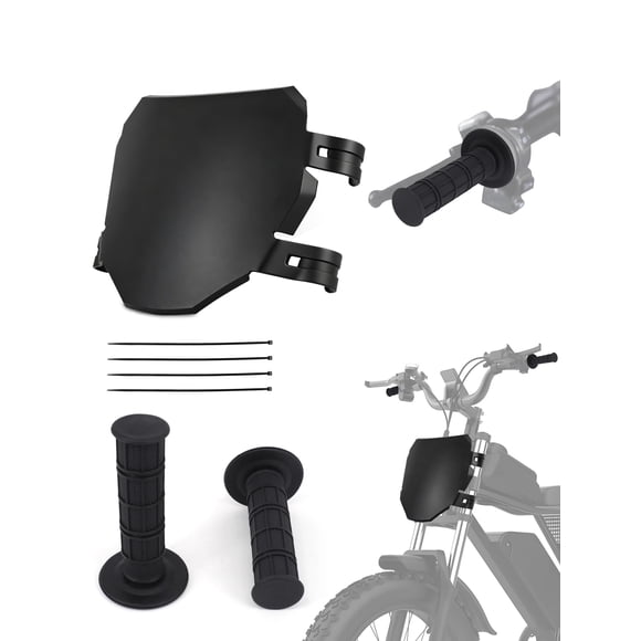 BAOUFF Placa frontal para bicicleta eléctrica y juego de puños para manillar de 7/8"