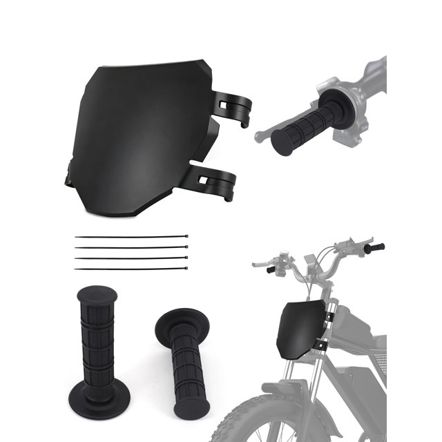 BAOUFF Placa frontal para bicicleta eléctrica y juego de puños para manillar de 7/8"