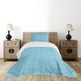 thumbnail image 4 of Ambesonne Blue Quilted Bedspread Set 2 Pcs, Japanese Ocean Sea Waves, Twin Size, Sky Blue White, 4 of 5
