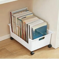 Gnmfd Rolling Storage Box Under Desk Organizer with Wheels, Mobile Storage Rack for Stationery, Books, Clothing, Sundries, Cube Storage Organizer, Storage Bins with Lids, Bedroom, Office