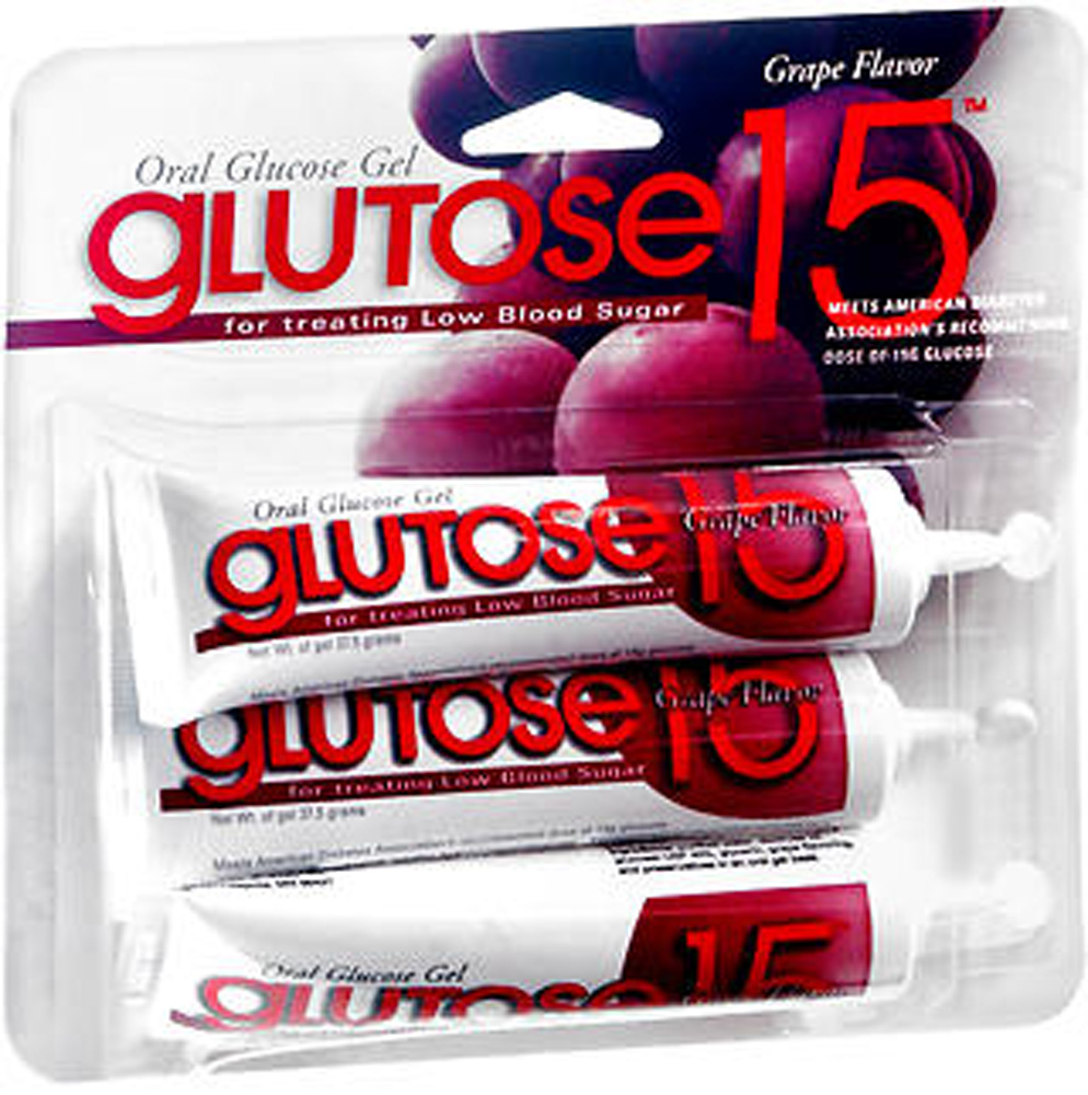 Glutose15 Oral Grape Flavor Glucose Gel, 45 g, 3 Pack