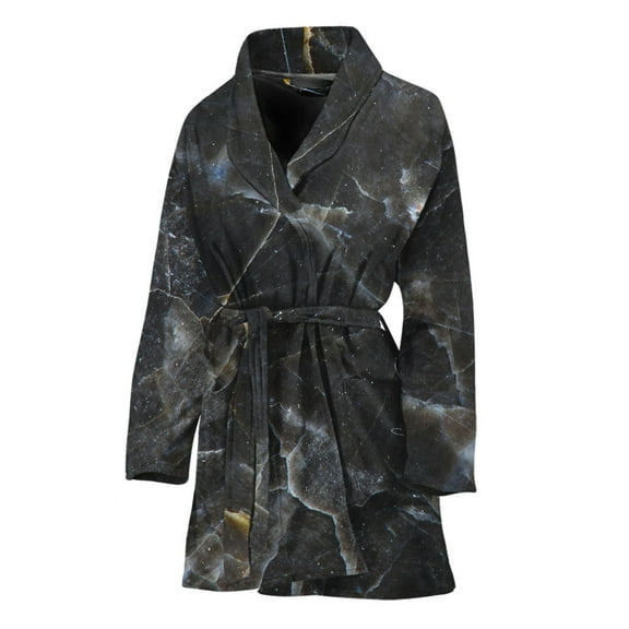 Black Grey Marble Women Bathrobe One Size Univeral Fits Fashion Lightweight Plush Fleece Long Robe For Women