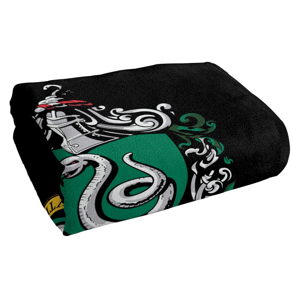 Harry Potter Slytherin Crest Black Officially Licensed Beach Towel 30' X 60'
