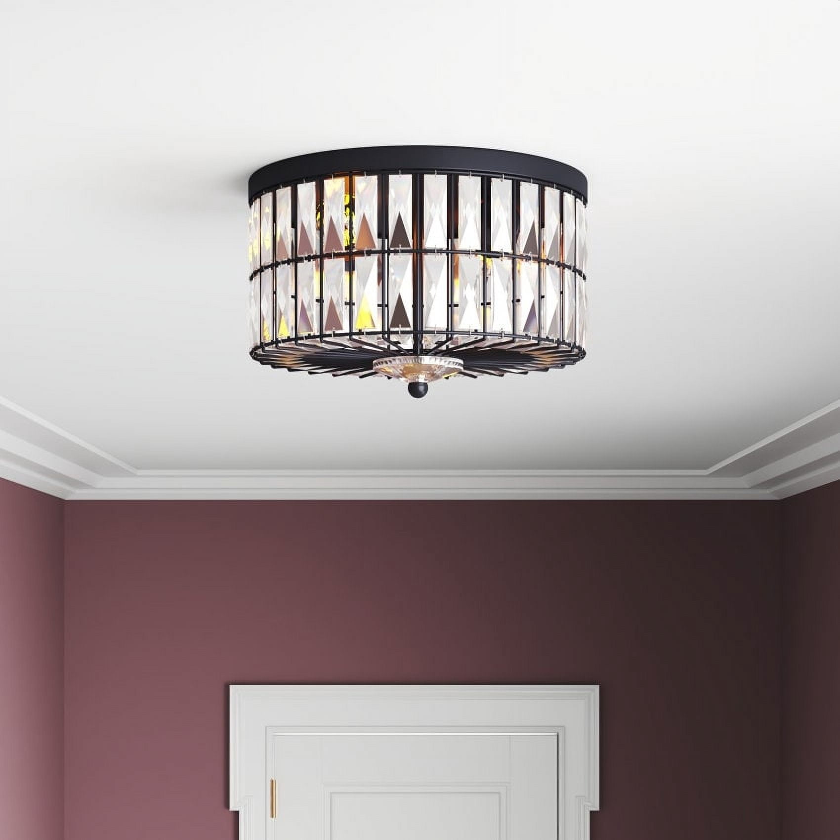 C Cattleya  2-Light Incandescent Crystal Flush Mount Ceiling Light Fixture