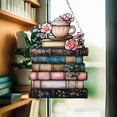 thumbnail image 4 of Teacup and Books Acrylic Suncatcher – Faux Stained Glass Window Hanging with Roses and Pastel Books, Cottagecore Decor for Readers, 4 of 4