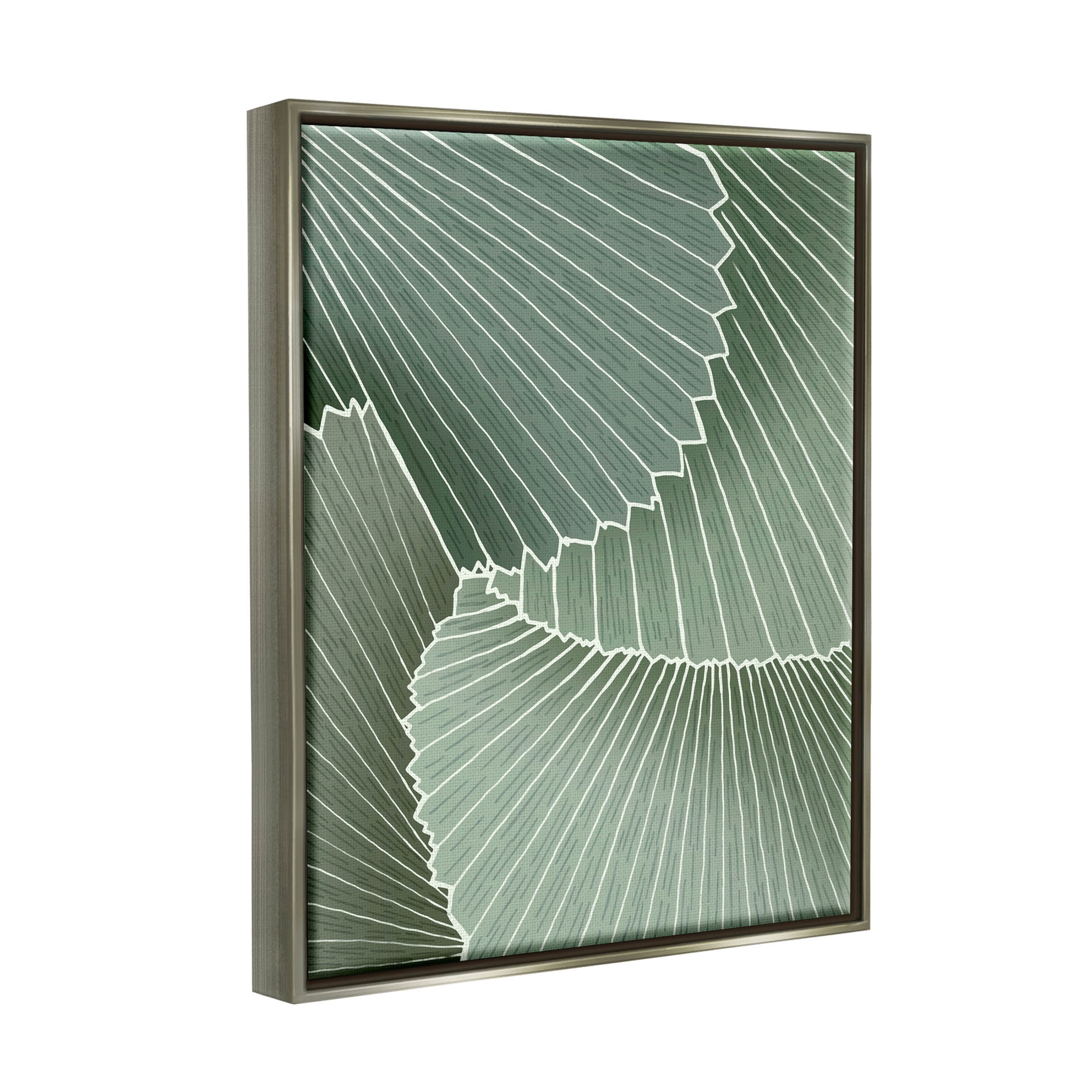Modern Abstract Patterned Leaves Botanical & Floral Graphic Art Luster Gray Framed Art Print Wall Art
