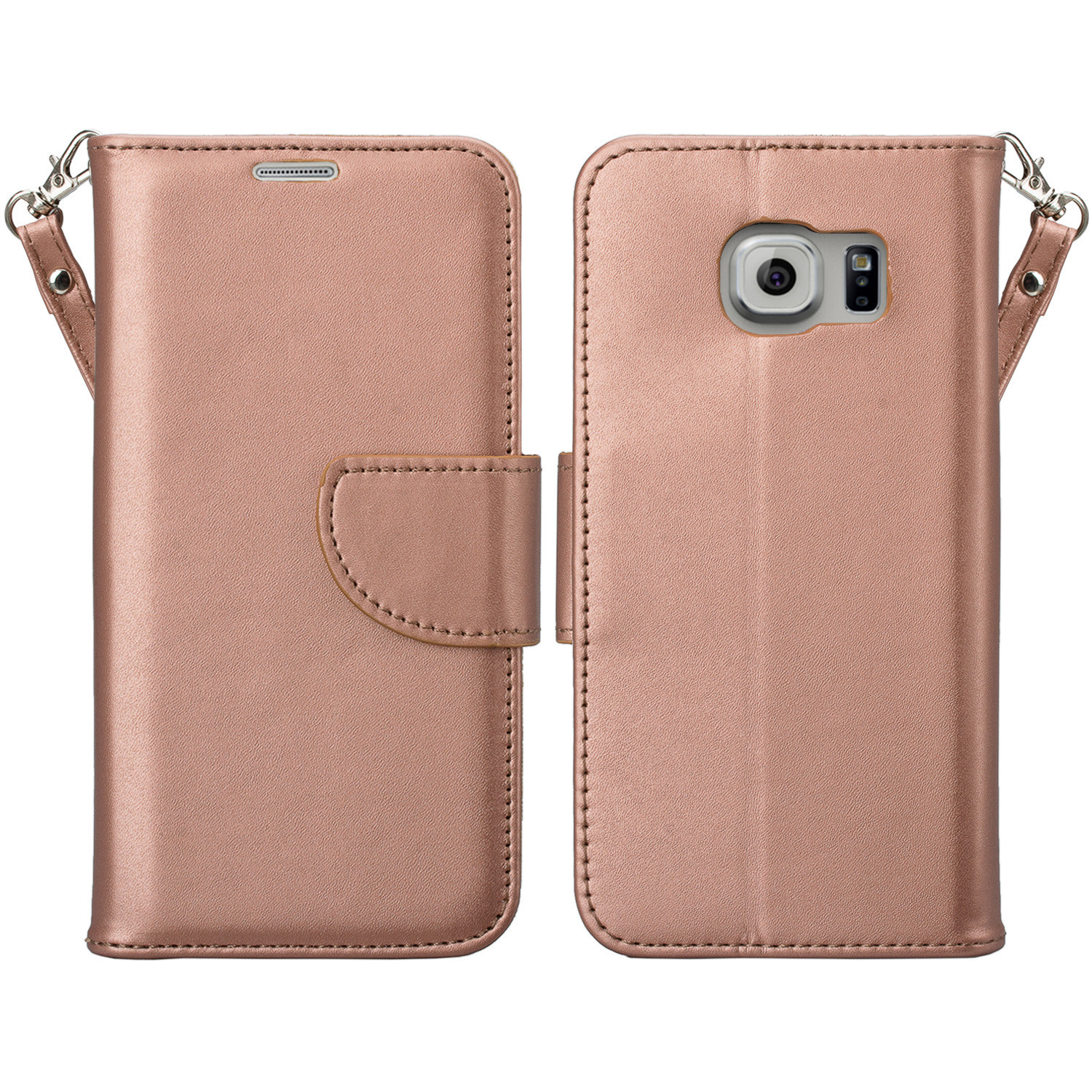 Samsung Galaxy S7 Wallet Case, Wrist Strap Flip Folio