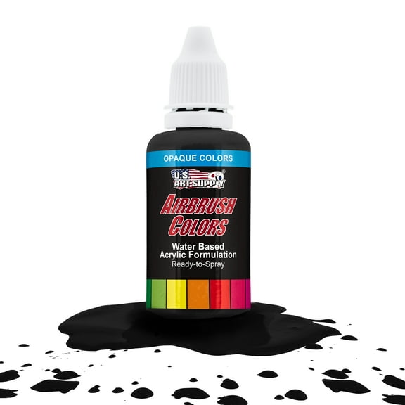 U.S. Art Supply 1-Ounce Opaque Deep Black Airbrush Paint