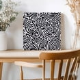 thumbnail image 2 of Framed Canvas Wall Art for Living Room Black Swirling Lines Wall Decor, Abstract Curves Waves Aesthetic Paintings for Bedroom Office Kitchen Bathroom, Ready to Hang Artwork Wall Pictures 8x8 Inch, 2 of 9