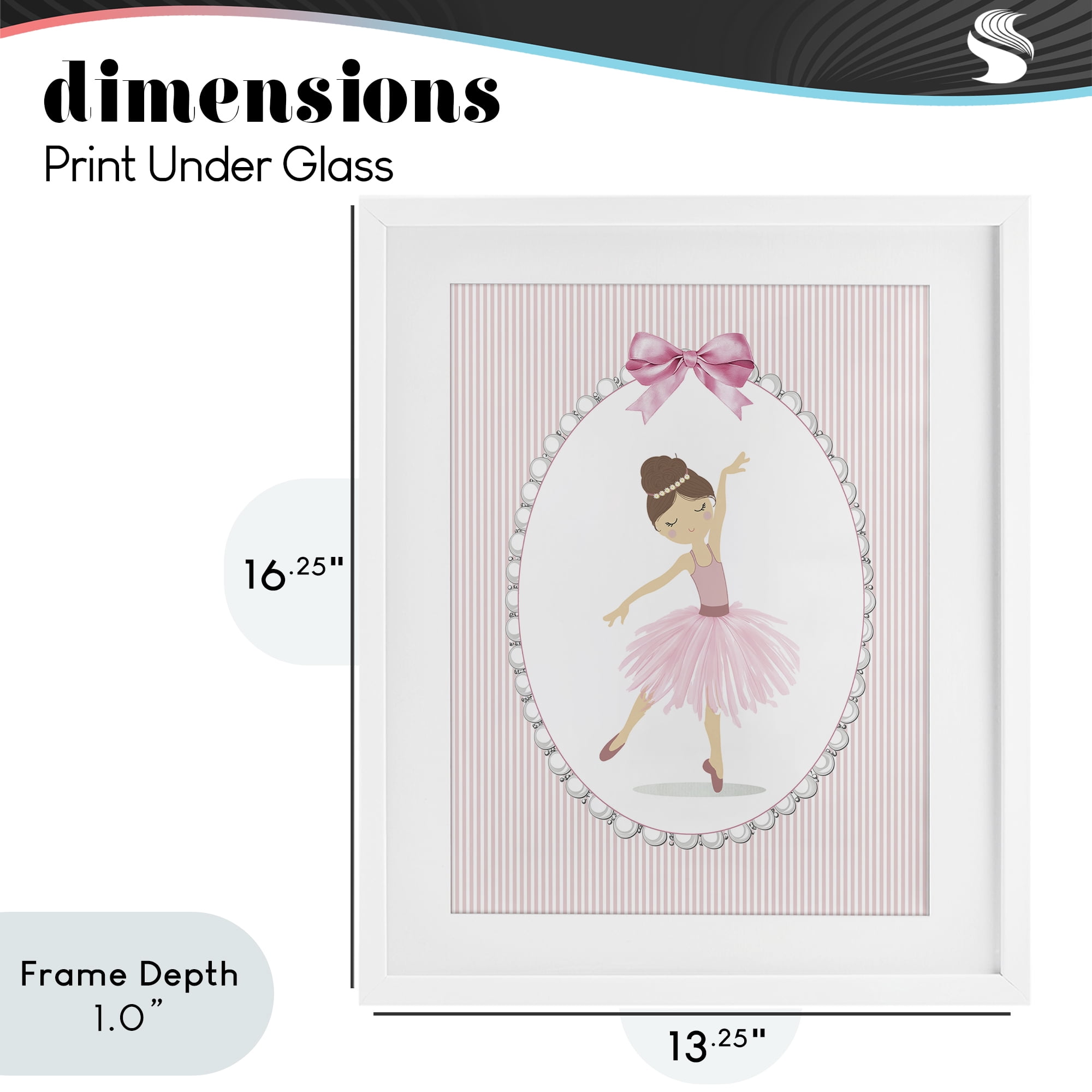 Stupell Industries Delicate Dance on Stripes White Framed Print Under Glass, design by Christine Simpson Art