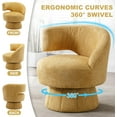 thumbnail image 4 of Round Swivel Chair,Modern Accent Chair,Comfy Barrel Chair,Fuzzy Teddy Upholstered Armchair for Living Room,Bedroom,Office,Waiting Room (Yellow Left), 4 of 18