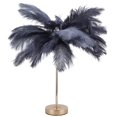 thumbnail image 3 of Lámpara de mesa de plumas de avestruz G4, luz de noche, lámpara de decoración para dormitorio, sala de bodas, enchufe británico gris de 230 V, 3 of 10