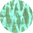 thumbnail image 1 of Ahgly Company Machine Washable Indoor Round Abstract Turquoise Blue Modern Area Rugs, 3' Round, 1 of 4