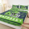 thumbnail image 3 of jejeloiu Rugby Sports City Twin Sheet Sets,Green Sport Helmet Bedding For Football Lover 3 Pieces, 3 of 7