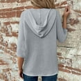 thumbnail image 3 of Jalioing 3/4 Sleeve Hoodies for Women Button V Neck Hooded Drawstring Pullover Shirt Casual Fashion Sweatshirts, 3 of 9