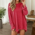 thumbnail image 2 of Fiaer.Waffle Long Sleeve T Shirts for Women.Womens Crew Neck Plus Size Loose Fit Tshirts.Women's Casual Trendy Going out Basic Tops Wine XL, 2 of 5