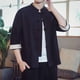 thumbnail image 3 of Camisas De Mezclilla Para Hombre Camiseta de manga corta de algodón con cuello Retro para hombre, ropa Tang, placa con hebilla, camiseta informal de algodón transpirable Hanfu para hombre (Black, XL), 3 of 5