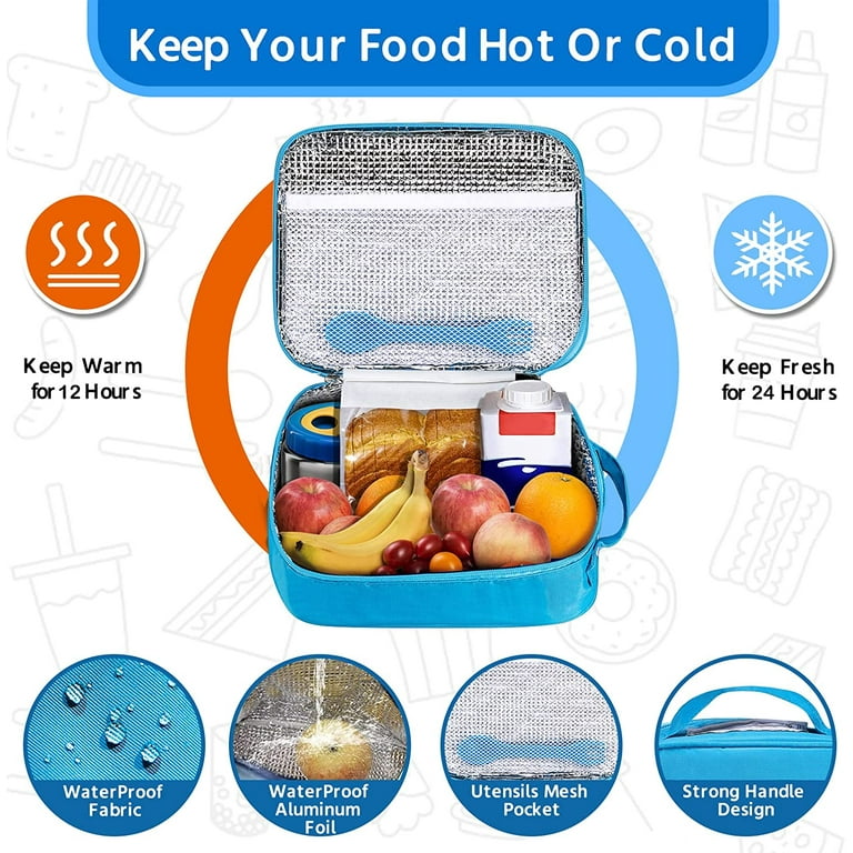 MAISON HUIS Insulated Bento Lunch Box for Kids with Soup Thermos for Hot  and Cold Food Jar/Spoon/Lunch Bag 4 Compartments Insulated Lunch Container  for Boys to School (Truck for Montsers, Blue) 