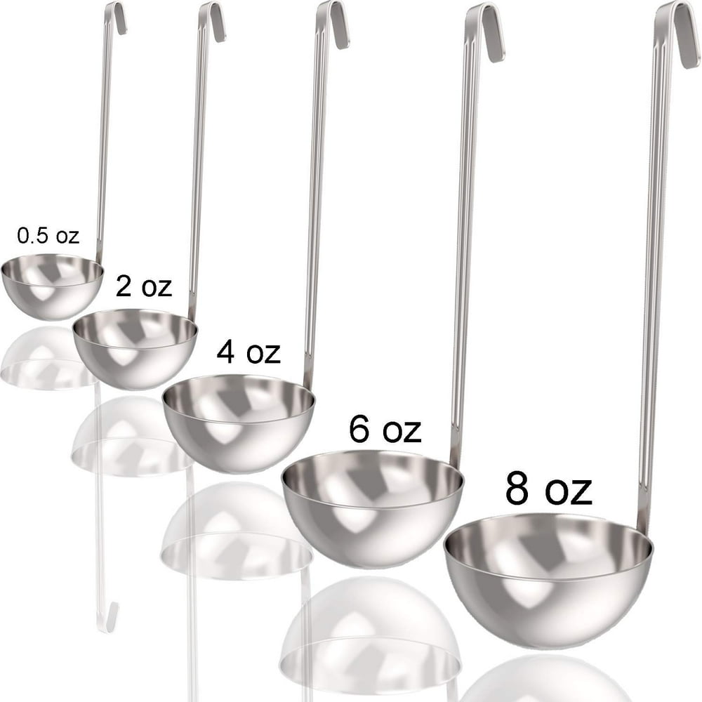 Soup Ladle and Ladle Spoon Set of 5 - Includes 0.5 oz, 2oz, 4oz, 6oz ...