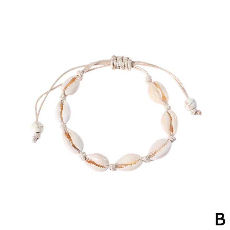 Handmade Natural Seashell Hand Knit Bracelet Shells Bracelets Women Accessories Beaded Strand Bracelet 