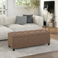 thumbnail image 6 of BELLEZE Button-Tufted Faux Leather Storage Ottoman Bench - Brentwood (Rustic Brown), 6 of 7