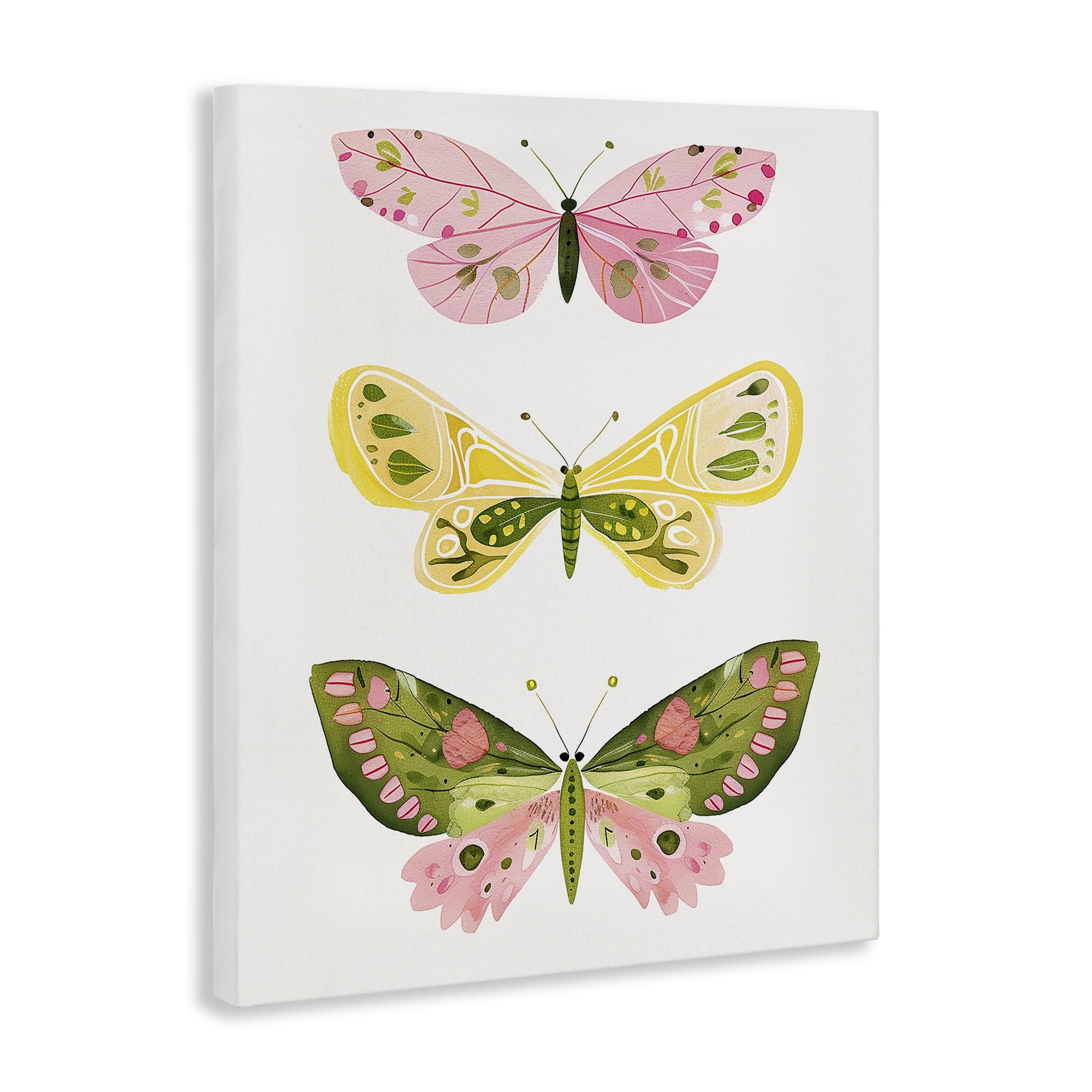 Stupell Industries Pastel Butterfly Trio Insects Painting Wrapped Canvas Art Print Wall Art, 24 x 30