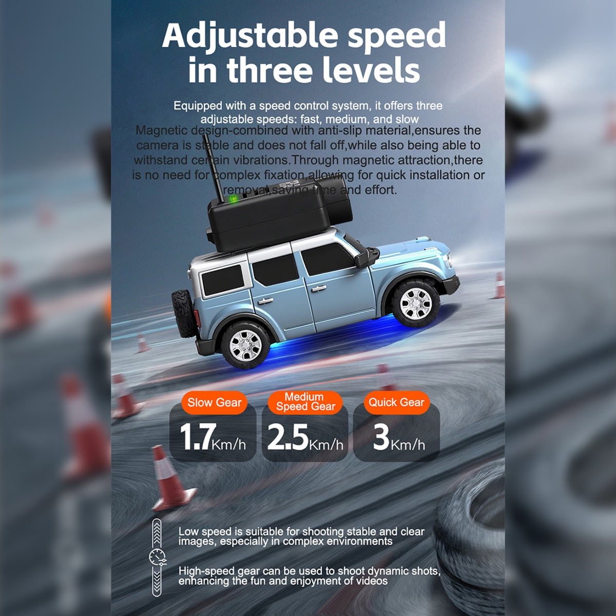 FPV Mini RC Car with Camera, WL 1/64 Scale APP-Controlled Fully Proportional FPV Mini Racing Drift Car with 3-Speed Modes and Underbody Lighting