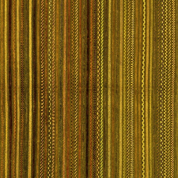 Ahgly Company Indoor Square Abstract Yellow Modern Area Rugs, 8' Square