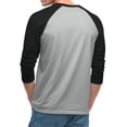 thumbnail image 5 of Men's Long Sleeve Round Neck Contrast Color Raglan Three Quarter Sleeve T-Shirt Top for Spring Fall Weekend Outfit,Gray,L, 5 of 8