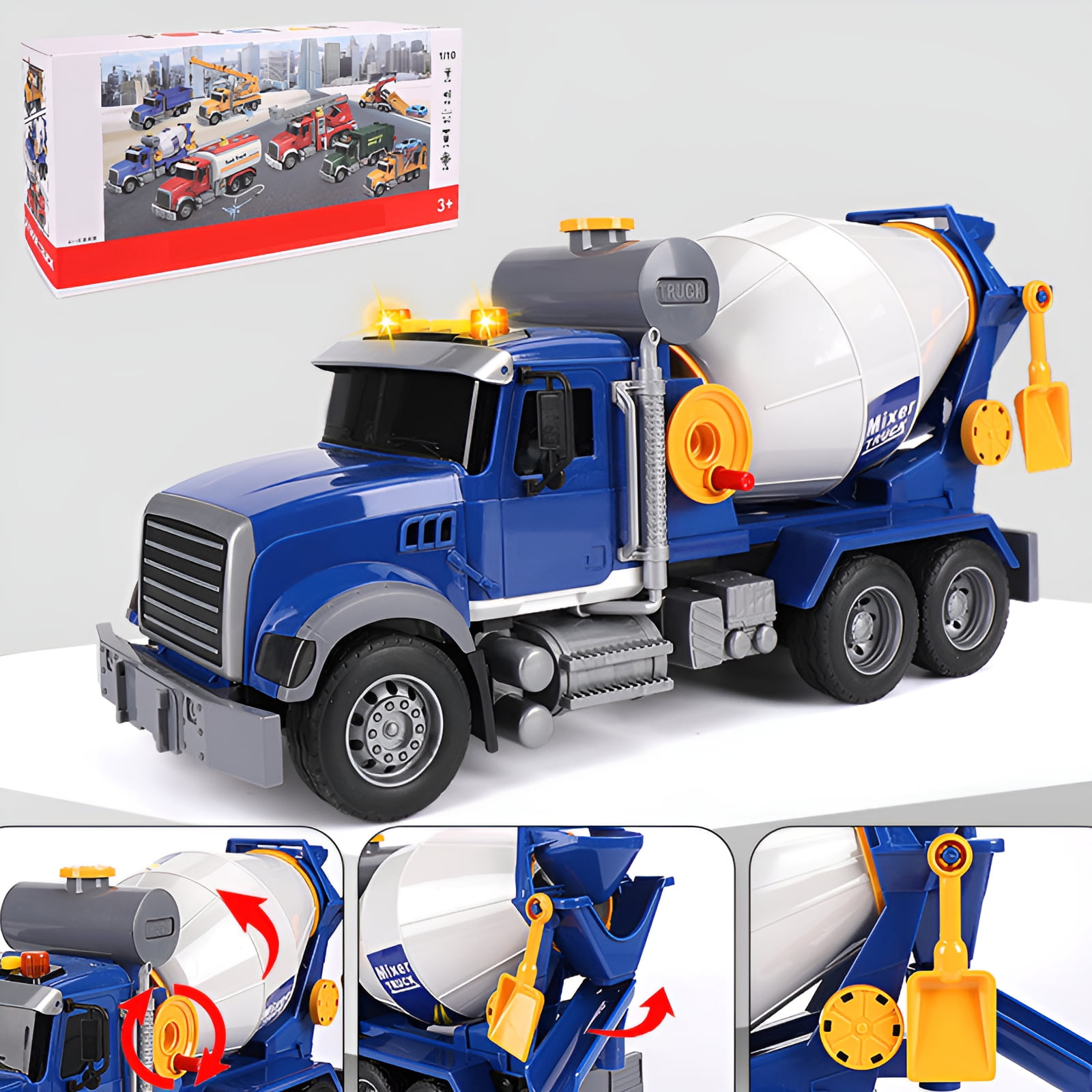 BESTSKY Tow Truck Toy,Play Fun Toys for 3 Year Old Boys,Low-Decibel Sound Powered Transport Truck Crane Toy,Rescue Crane