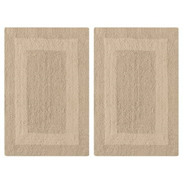cotton craft 2 piece reversible step out bath mat rug set 17x24 linen