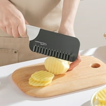 Stainless Steel Corrugated Knife, Wolf Tooth Potato Cutting Knife, Household Kitchen Knife, Wavy Blade, Slim and Sharp, Colorful Handle, Easy to Clean, Versatile for Hard Fruits Vegetables