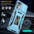 thumbnail image 4 of For Motorola Moto G22 2022 6.5", Hybrid Rugged PC Shell 360°Rotating Holder/Kickstand Camera Slide Car Mount Anti-fall Airbags Military-Grade Shockproof Anti-fingerprint Case,Lightblue, 4 of 7