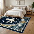 thumbnail image 3 of ODIKA 6'x9' Ultra-Soft Area Rug, Vintage Nautical Octopus Emblem Doormat Interlocking Tentacle Design None Washable, Bare feet friendly, Silk-Touch for Guest Room, Bedroom, 3 of 7