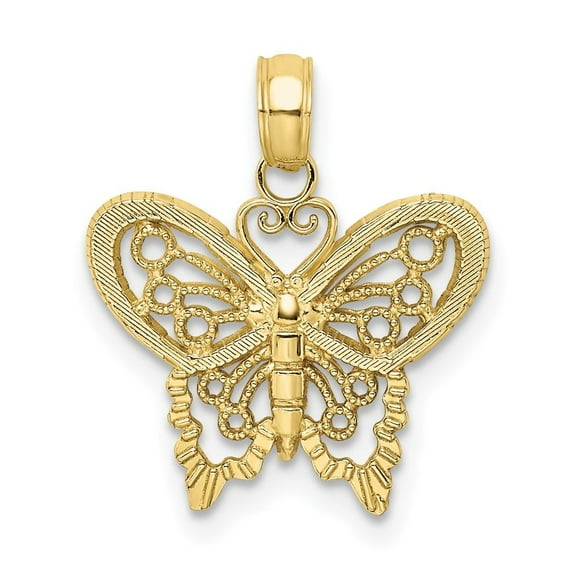 Auriga Fine Jewelry 10K Yellow Gold Polished Butterfly Charm Pendant for Women
