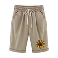 thumbnail image 1 of Top and Shorts Sets for Women, Womens Elastic Waist Sunflower Printing Drawstring Shorts, 1 of 4