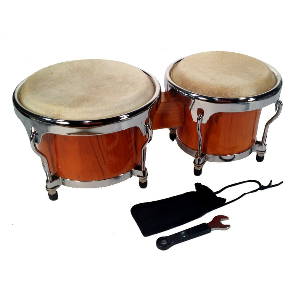 Zenison BONGO DRUMS 8+9" SET, NATURAL WOOD Dual Bongos WORLD LATIN