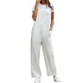 thumbnail image 4 of Women Colid Color U Neck Pockets Wide Leg Overalls, 4 of 7