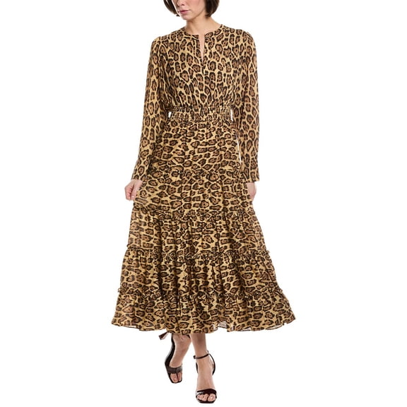 T Tahari womens Print Maxi Dress, l, Tan