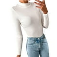 thumbnail image 1 of Camisetas de cuello redondo de manga larga de color sólido para mujer Tops de camisa de fondo de punto delgado Pompotops  gfhjh10568, 1 of 8