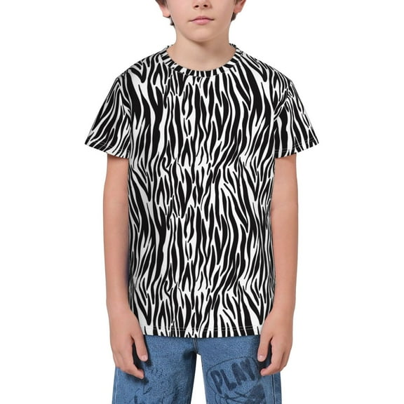 Fuzoiu Zebra Print Youth Short Sleeve T-Shirt,Youth Dry-Fit Active Athletic T-Shirt,Short Sleeve Tops Tees for School, Sports, and Casual Wear