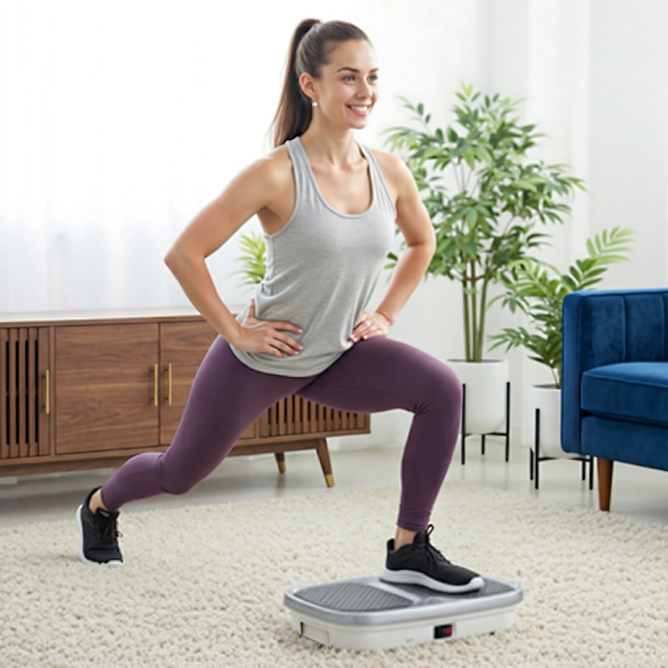 SHOUFTW Vibration Plate, Vibrating Platform Exercise Machines, Whole Body Fitness Machine for Weight Loss, Toning & Wellness for Home Gym, Gray