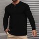 thumbnail image 1 of Blusa y camisa de manga larga con cuello alto para hombre, informal, de color liso, con botones, bolsillos y cuello vuelto, blusa de manga larga, blusa de poliéster para hombre, 1 of 6