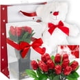 thumbnail image 4 of Valentine Gift Set Teddy Bear Chocolate Rose Bouquet & Gift Bag Basket Valentine’s Day Gift Set Her Wife Girlfriend Sister Mom Daughter, 4 of 6